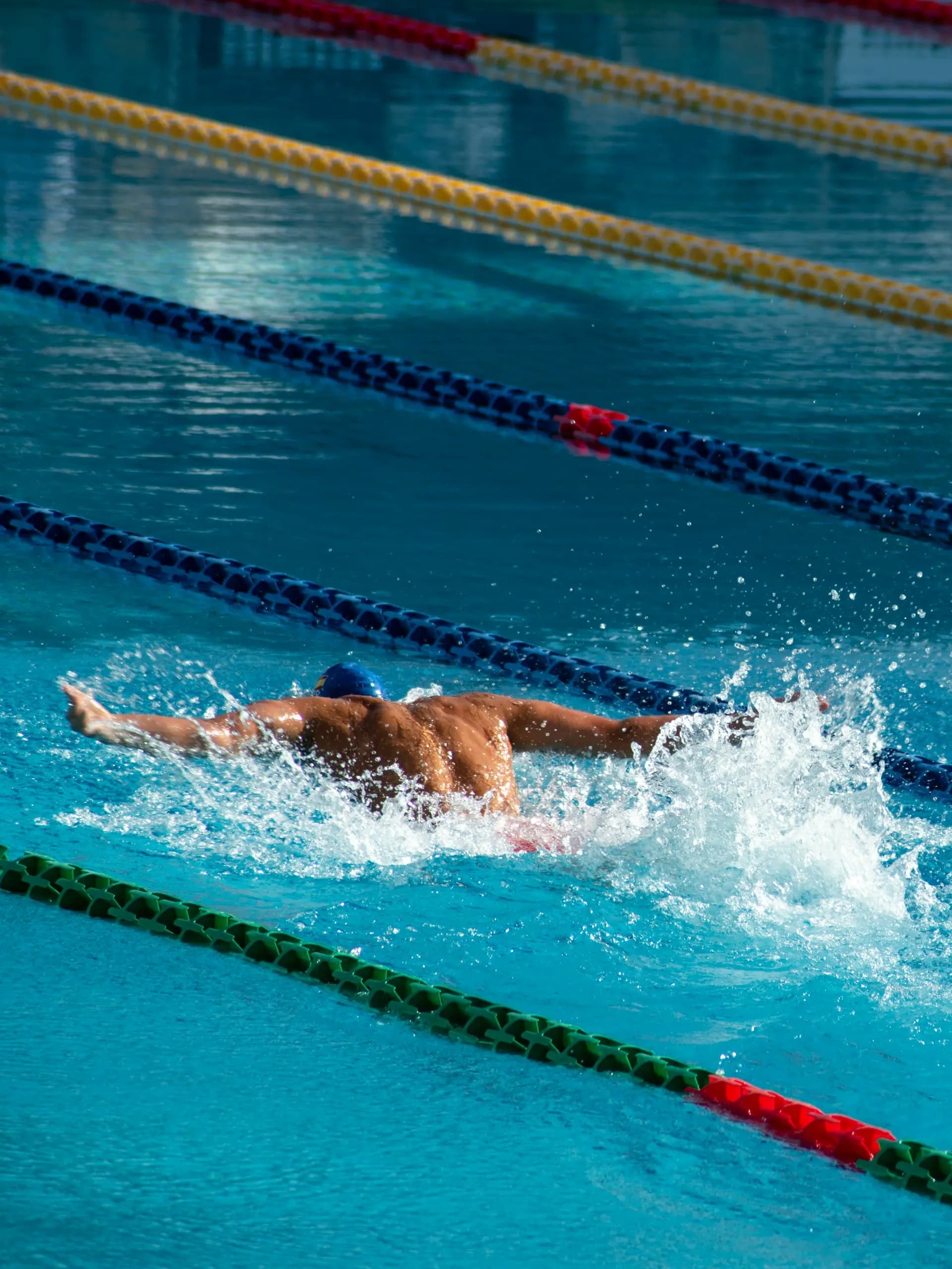 Swimming pool with lane ropes